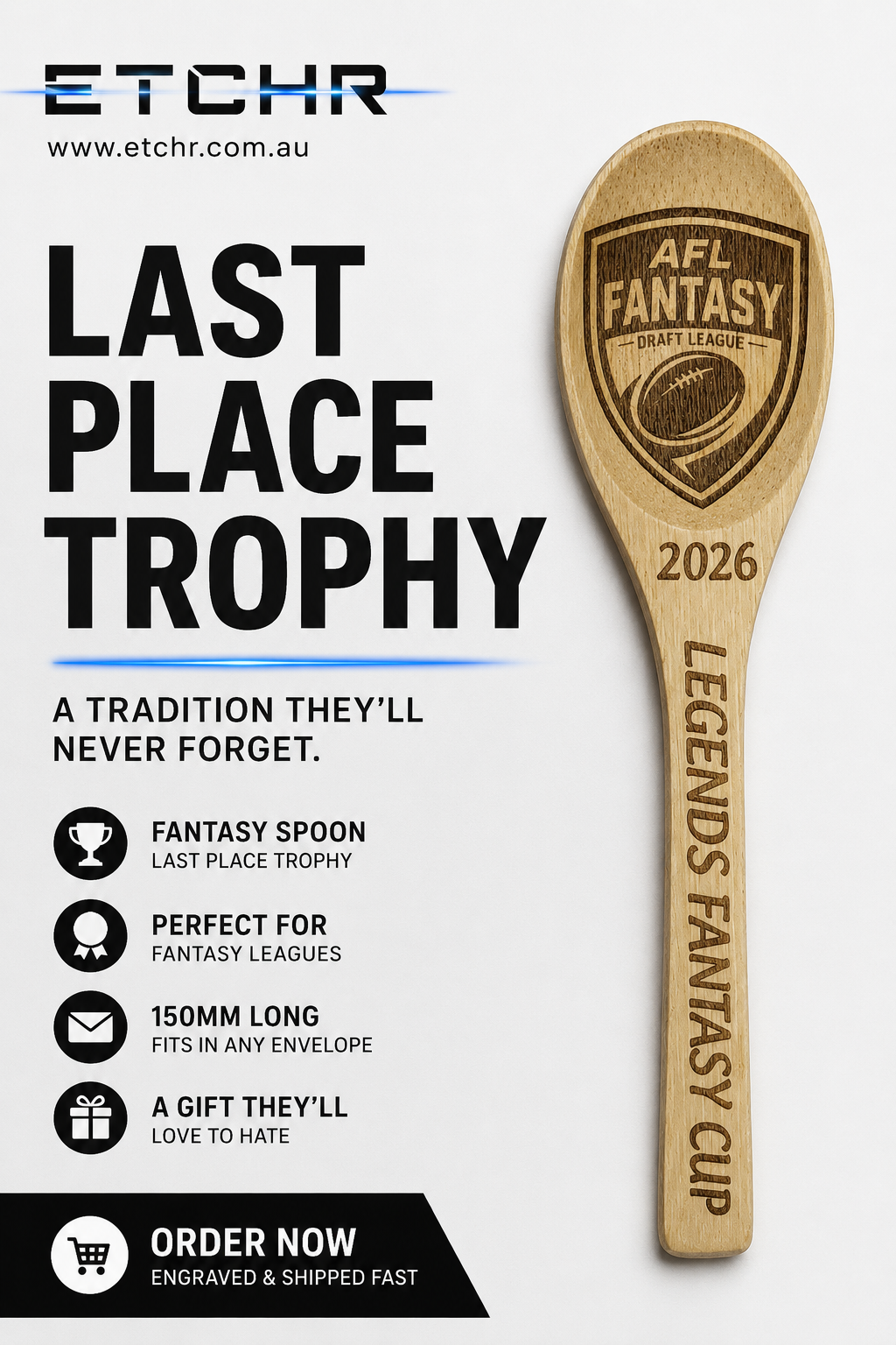 5. Custom Wooden Spoon Any Team, Any League ✅ FREE SHIPPING AUSTRALIA-WIDE