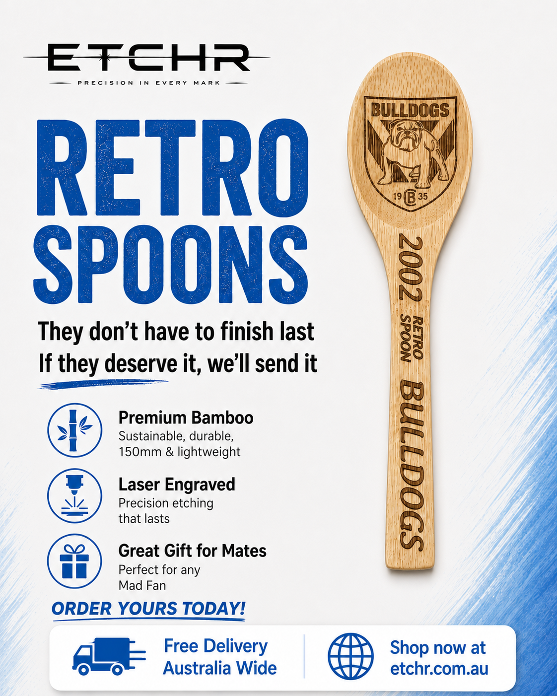 5. Custom Wooden Spoon Any Team, Any League ✅ FREE SHIPPING AUSTRALIA-WIDE