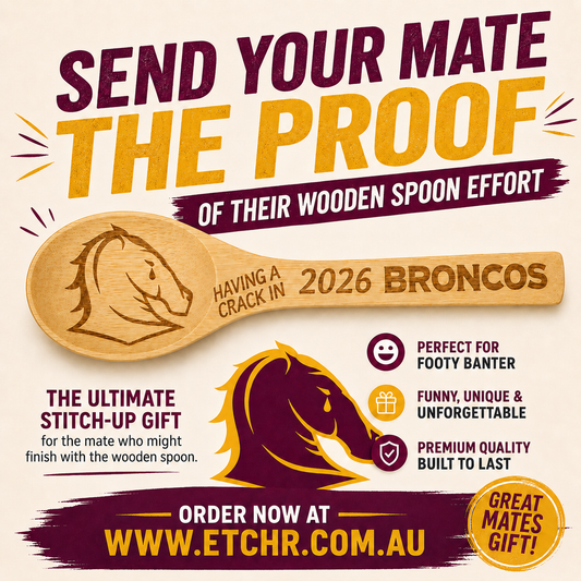 2. BRONCOS "Having a Crack" 2026 Team Wooden Spoon ✅ FREE SHIPPING AUSTRALIA-WIDE