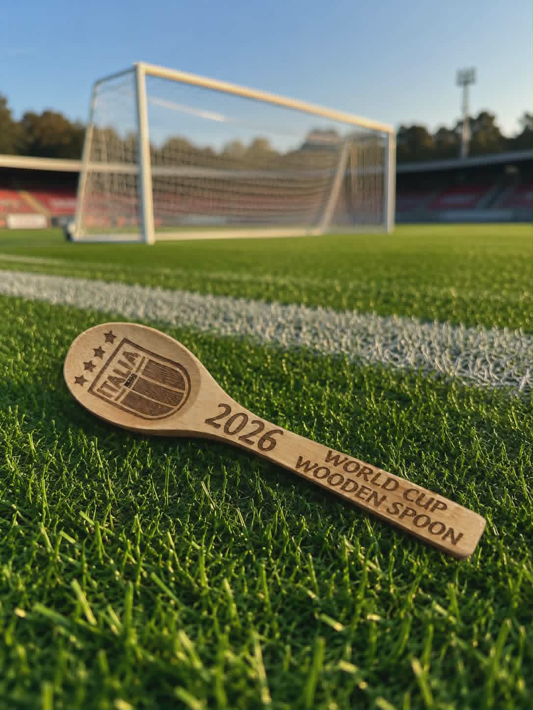 Engraved Italy wooden spoon novelty gift for football banter